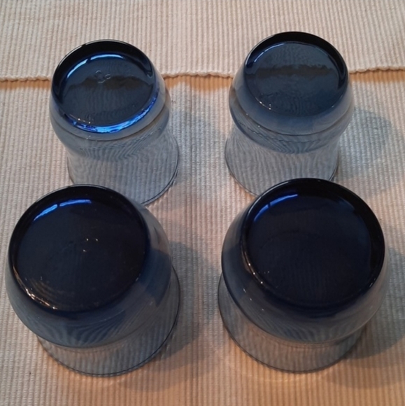 Vintage 2 Sets Libbey Apollo Duskey Navy Blue Lowball Glasses medium & small - Picture 7 of 10